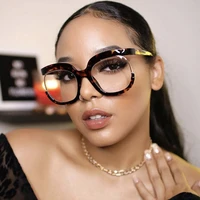2022 new fashion oversized optical anti blue glasses women brand designer vintage leopard eyeglasses frame female spectacles