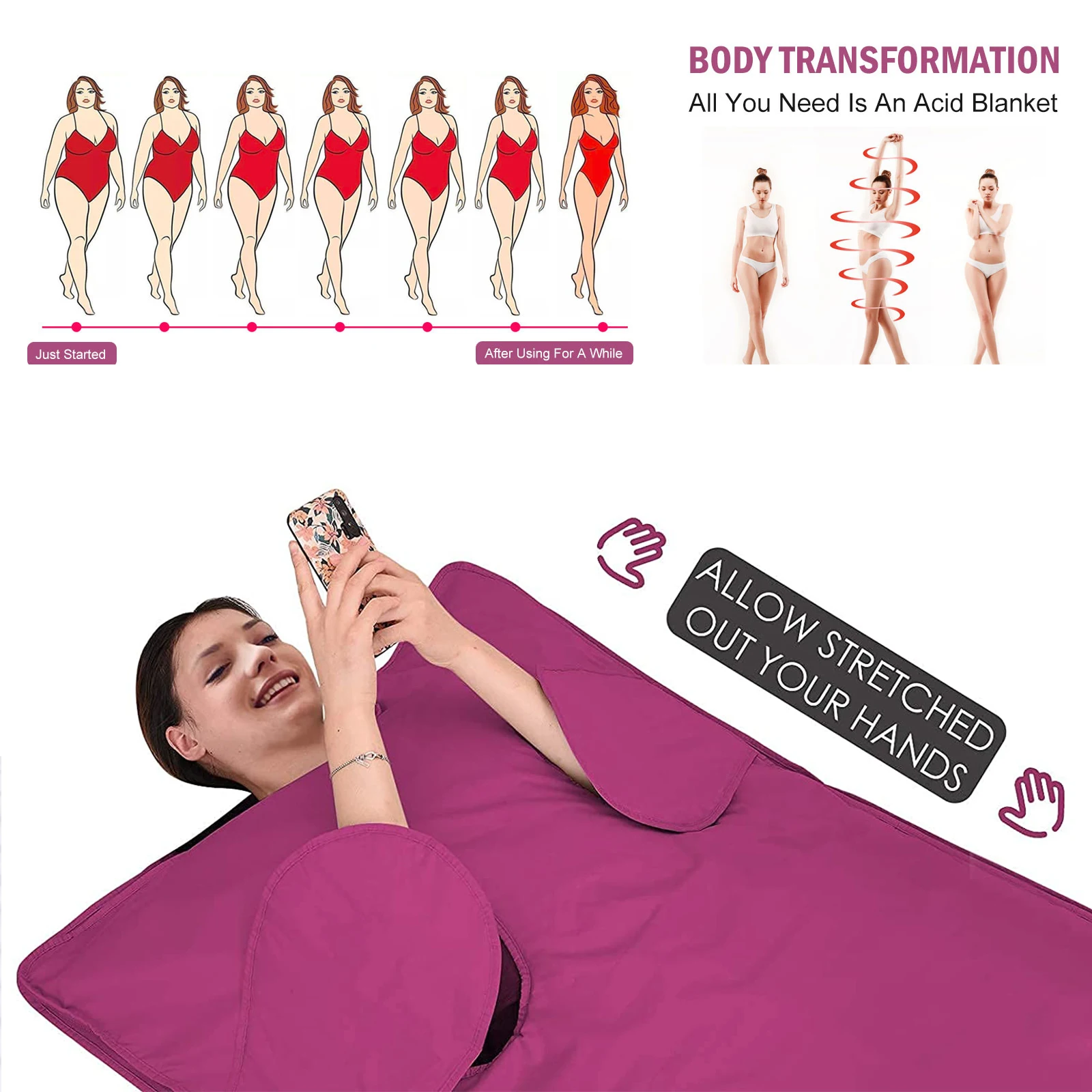 Upgrade Infrare Sauna Blanket for Weight Loss and Detox Hand-reachable Design Heating Home Spa with 50pcs Bath Bag | Дом и сад