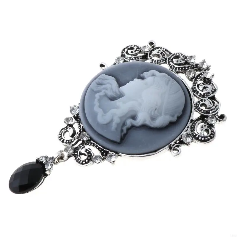 N0HE Vintage Brooch Exquisite Antique Cameo Enamel Pin Sende