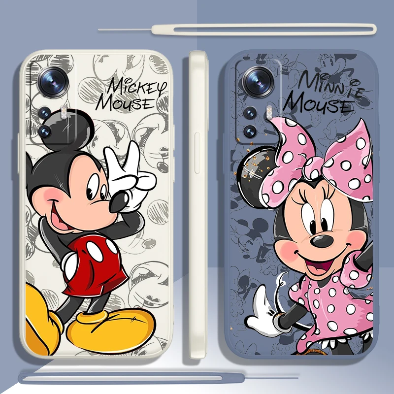 

Pink Minnie Mickey Love Phone Case For Xiaomi Mi 12 12T 11 11T 10 10T 9 9SE Lite Pro Ultra A3 Liquid Rope Candy Soft Cover