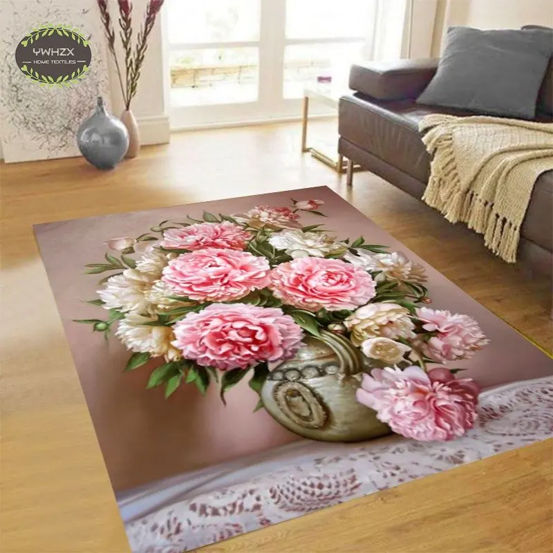 

Luxury 3D Fresh Flower Carpet for Bedroom Children Living Room Decoration Home Entrance Mat Flannel Bedside Area Printing Rug