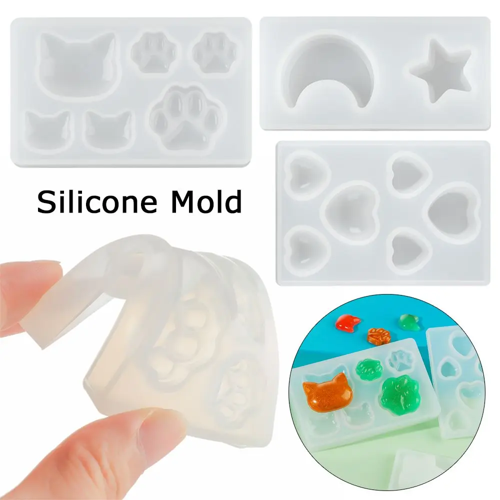 

Силиконовая форма для украшений из эпоксидной смолы, инструменты для выпечки, молд, звезда, кот, кристалл, форма для брелока, аксессуары