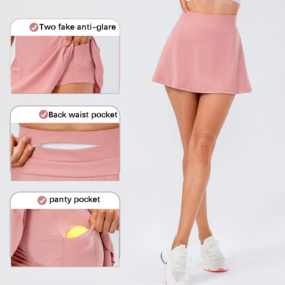 LuluTennis Female Shorts Pleated Skirt Breathable Golf Wear Summer Women Yoga Sport Fitness Outdoor Jogging Dance Gym Skirts