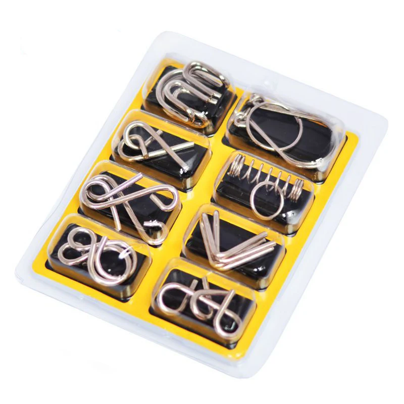 

Set Of 8Pcs Metal Brain Teaser Educational Toys IQ Puzzle Test For Adults And Children