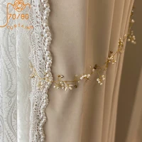 french light luxury milk tea color lace window screen flannel curtains for living room bedroom dining room decoration finished