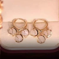 cute opal bell orchid flower stud earrings 2022 korean new trendy transparent 6 water drop ball accessories earrings for women