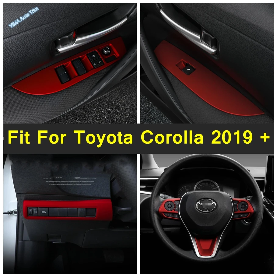 

Interior Head Light Switch Button Panel Steering Wheel Frame Window Lift Control Cover Trim Red For Toyota Corolla 2019 - 2023