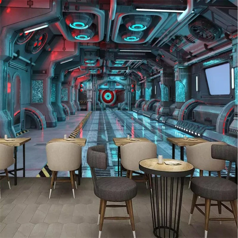 

beibehang Custom wallpaper 3d photo mural stereo personality space capsule spaceship restaurant mural 3d wall papers home decor