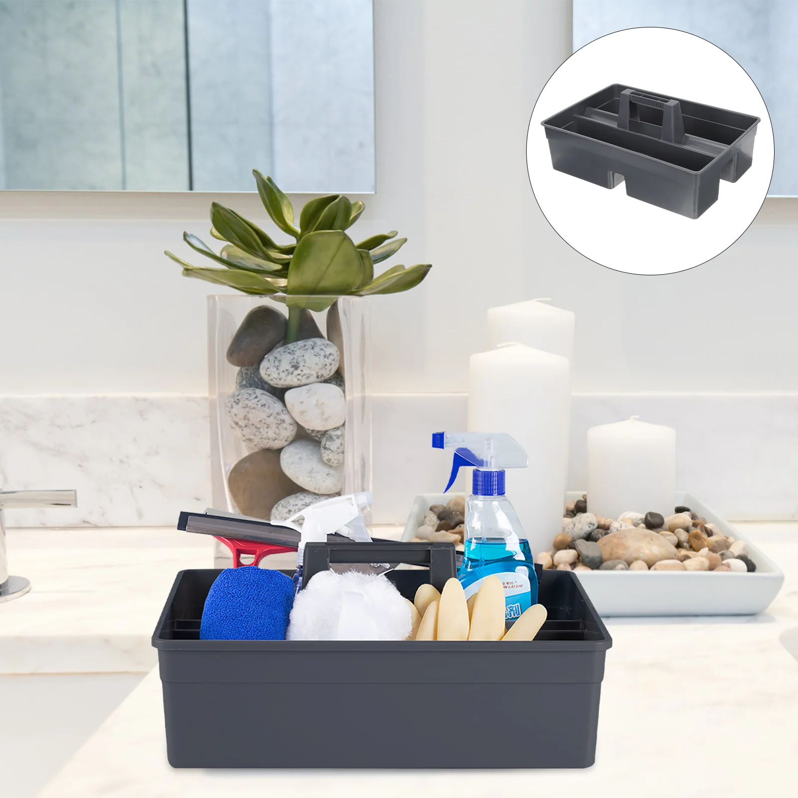 

Cleaningtool Storage Basket Tote Organizershower Divided Utility Bucket Handle Bins Supplies Supply Box Holder Container