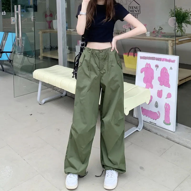 

Gray Black Camo Green Loose Jogger Long Pant Pocket low waist y2k pants women clothing summer drawstring sweatpant cargo trouser