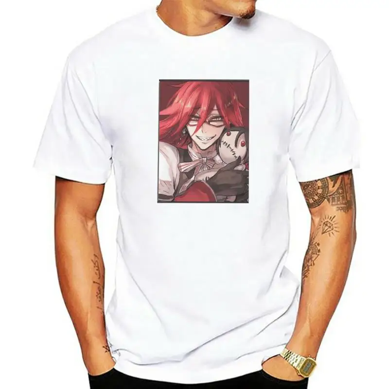 Black Butler Japanese Manga Grell Sutcliff Tshirt Harajuku Punk Men's Tshirts Tops Loose Cotton Vintage T Shirt