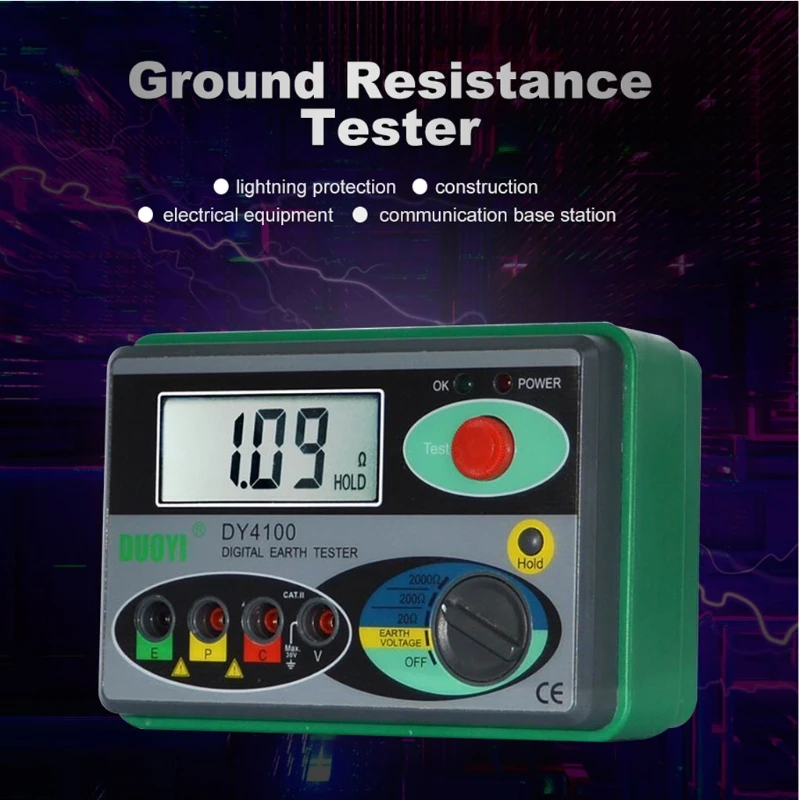 

Handheld Resistance Tester Megohmmeter 0-2000 Ohm Real Digital Earth Tester Ground and Resistance Tester Meter Durable