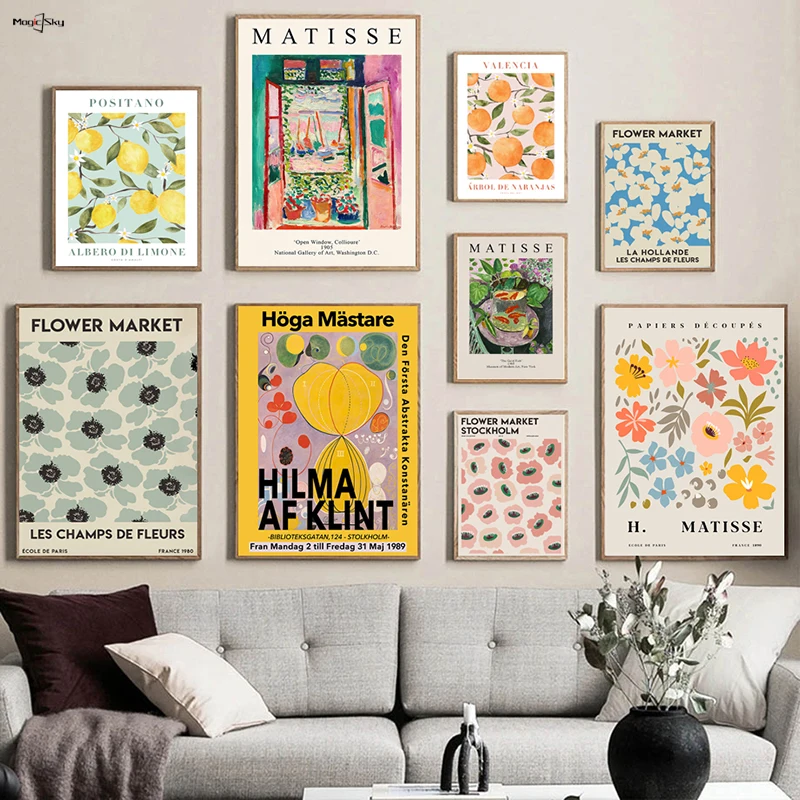 Винтажный абстрактный плакат Matisse с изображением цветов на рынке Валенсии