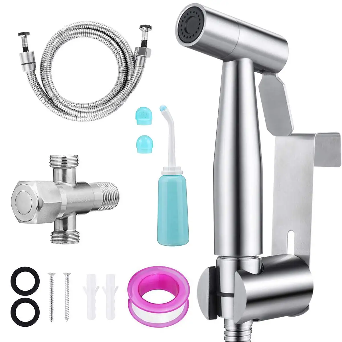 

304 Stainless Steel Bidet Sprayer Set For Toilet Bathroom Hand Held Shower Water Spray Toilet Bidet Sprayer Self Cleaning