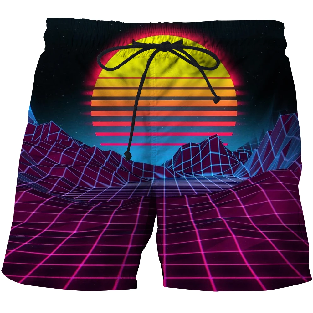 Europe And The United States New Men's Beach Shorts 3D Printed Rainbow Graphics Fashion Casual Sports Swimming Trend Shorts