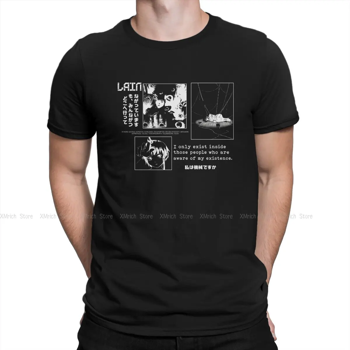 

Serial Experiments Lain Anime Newest TShirt for Men Manga Round Neck Pure Cotton T Shirt Distinctive Gift Clothes OutdoorWear