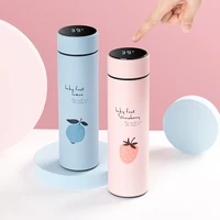 cute vacuum cup fruit pattern modern simple portable smart thermos cup display temperature beautiful gift for girls and students