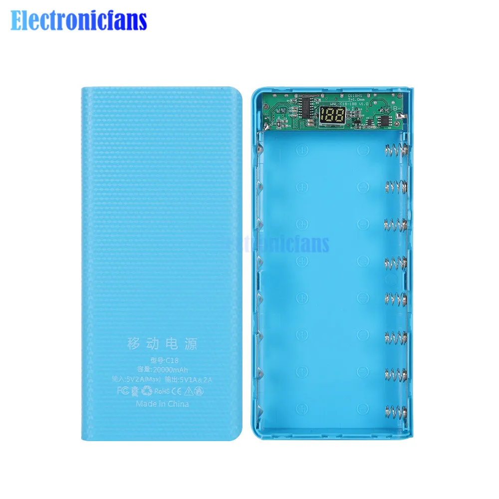 Коробка с зарядным устройством для аккумуляторов 8x18650 чехол держателем