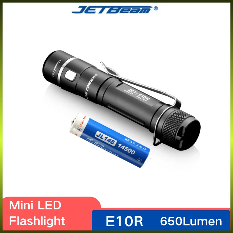 

JETbeam E10R USB Rechargeable Flashlight 650 Lumens High Brightness 4 Lighting Modes HighLight With Battery Mini Led Lantern