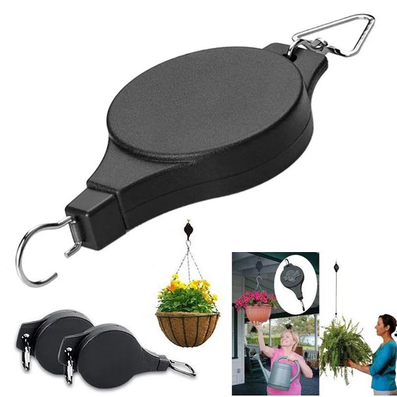 

Versatile Retractable Plant Hanger Space-saving Convenient Plant Pulley For Pots Garden Baskets Garden Decor Functional Durable