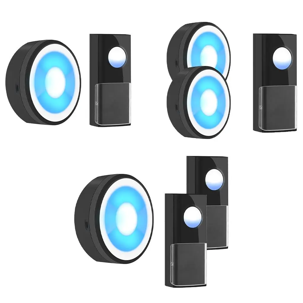 

Wireless Doorbell Universal IP55 Waterproof Receiver Front Rear Door Black USB Powered 4 Volume Level 58 Music Mini for Home