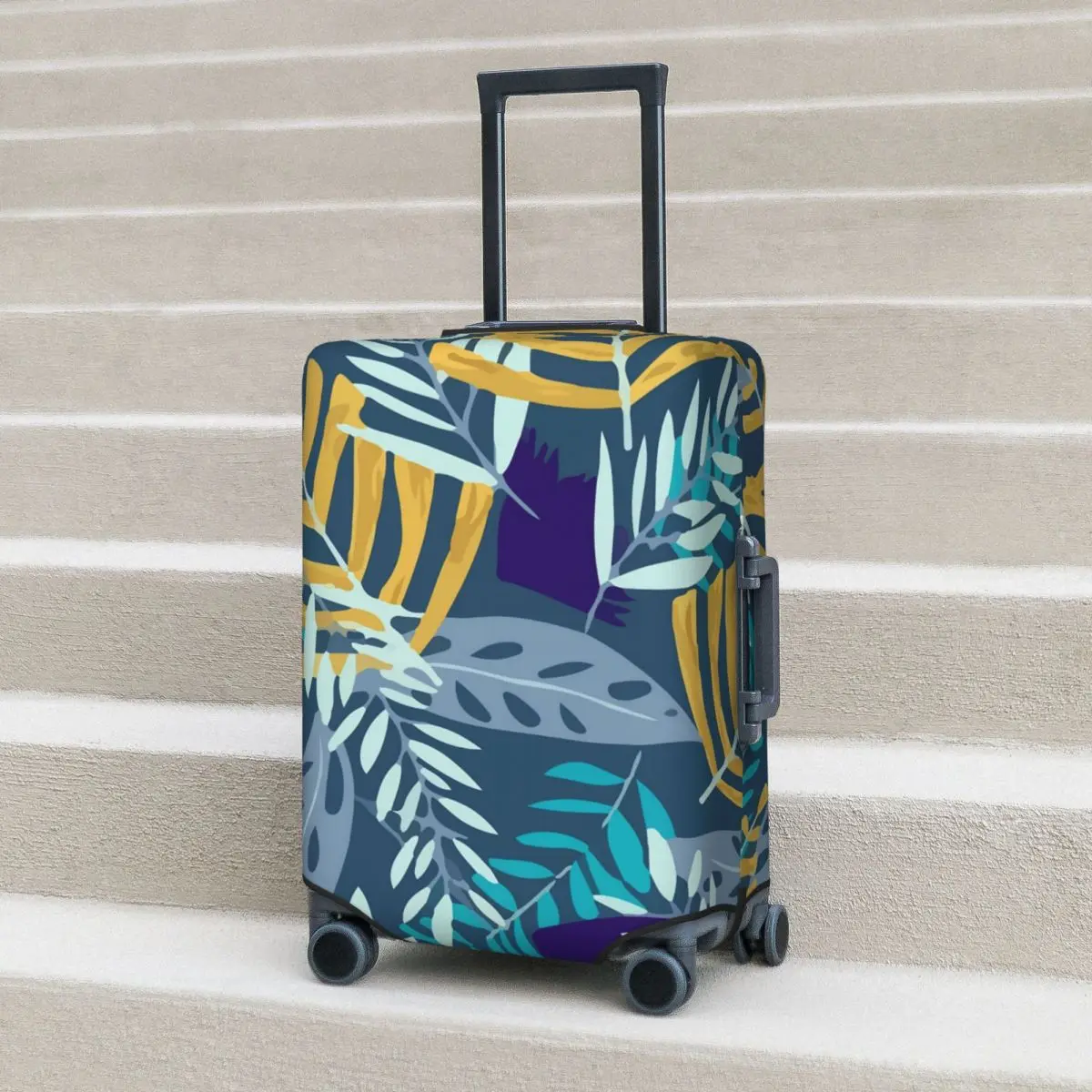 

Tropical Plants Suitcase Cover Flight Colorful Leaves Print Elastic Luggage Supplies Travel Protection