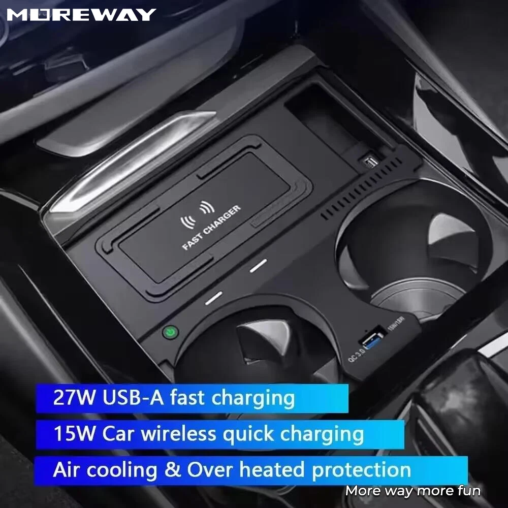 

Беспроводное зарядное устройство Moreway для BMW X3 G01 X4 G02 2018, зарядная подставка, держатель для телефона, быстрая зарядка 15 Вт, подключение и использование, аксессуары для салона