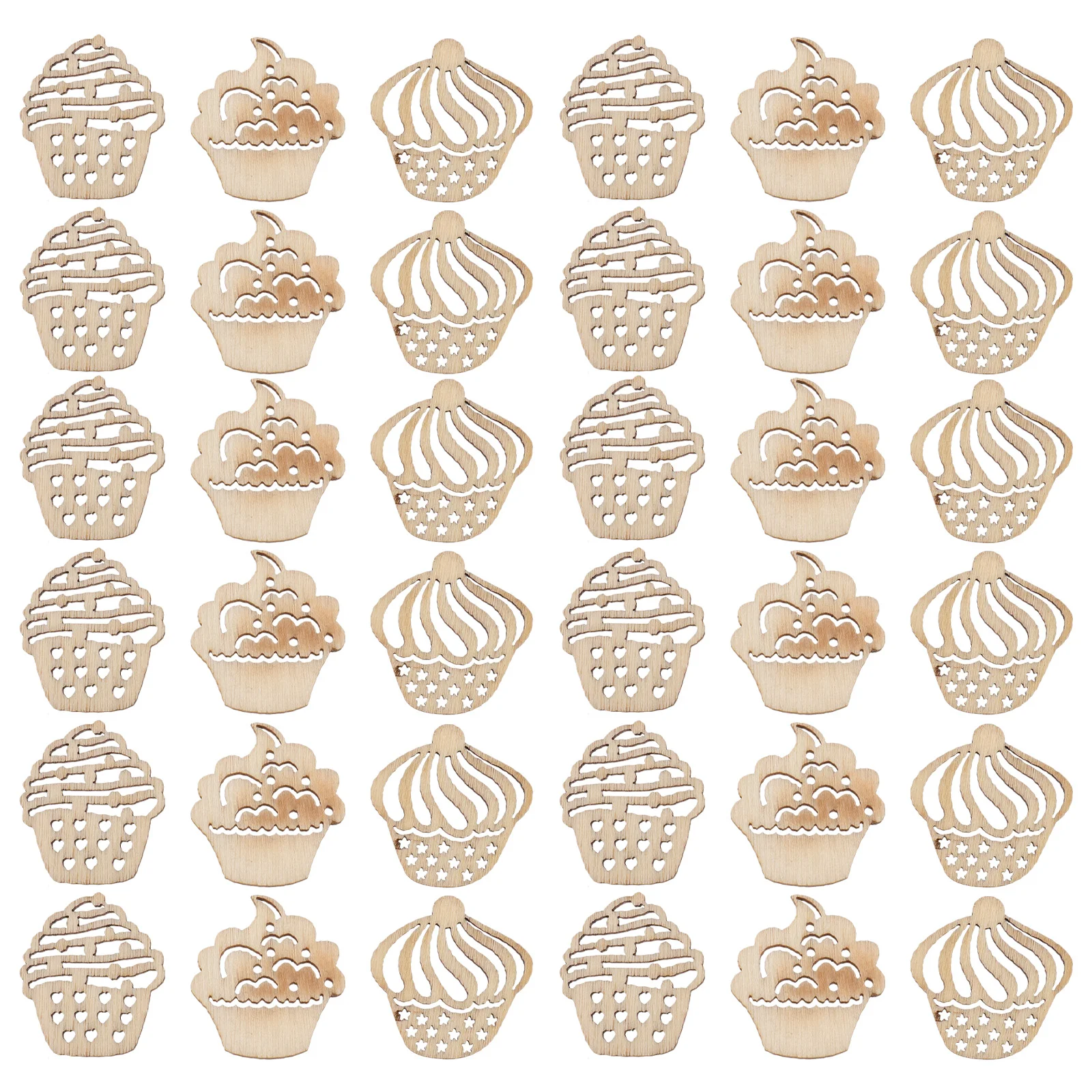 

Wood Rustic Shapes Craft Slices Wedding Decorations Wooden Blank Sign Hanging Cream Ice Block Chips Cupcake Unfinished Tags