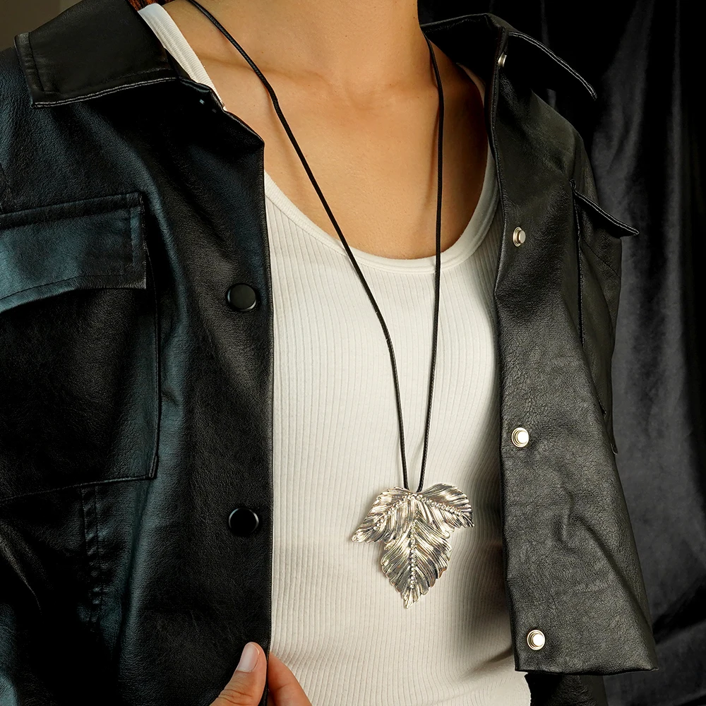 Модное золотистое длинное ожерелье 2024 дюйма черный шнур длинный Регулируемый