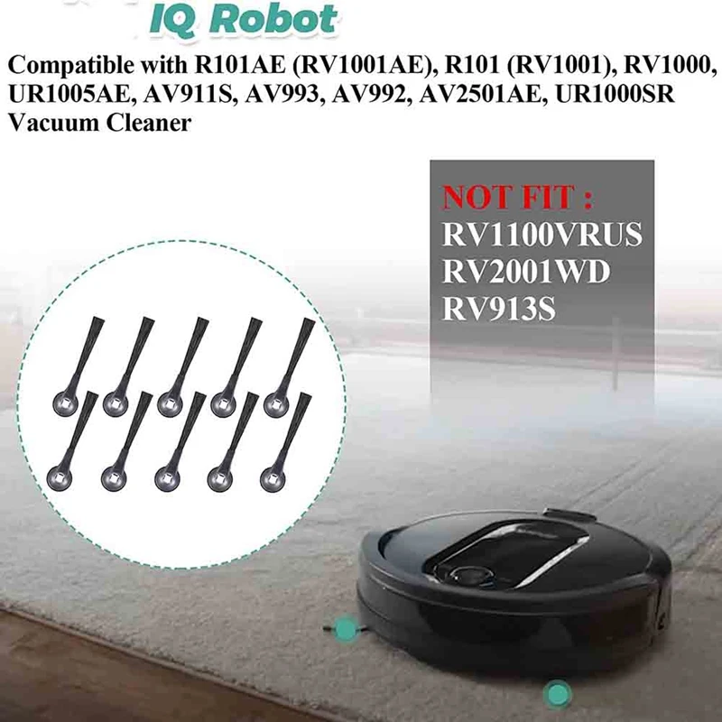Сменные боковые щетки 10 шт. совместимы с Shark IQ Robot R101AE (RV1001AE) RV1100 RV1101 RV2011DRUS RV912S R100