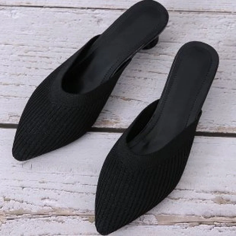

Baotou Half Slippers Women 2022 Summer New Pointed Toe All-match Knitted Lazy People Wear Comfortable Women's Shoes