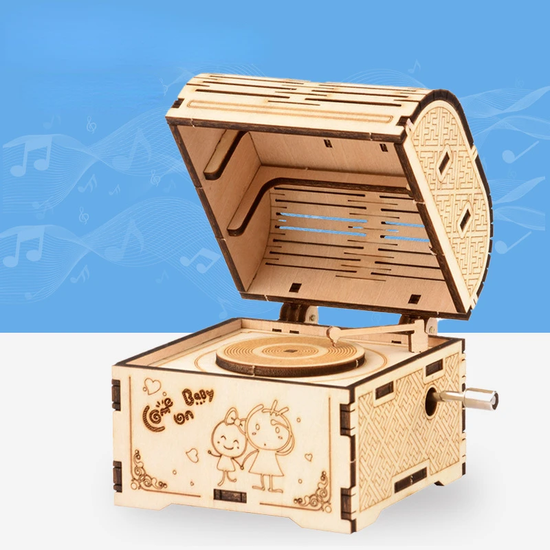 Детская творческая Упаковка из материала ручной работы деревянная музыкальная шкатулка с ручным заводом детская развивающая сборная игрушка музыкальная шкатулка