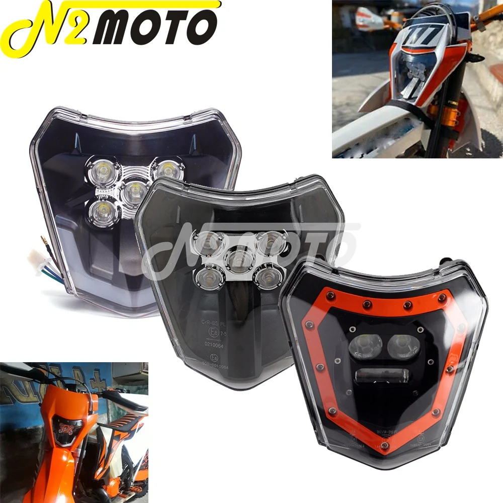 LED Headlight Motocross Dual Sport Off Road Dirt Bike Front Light E8 EMARK Head Lamp For KTM XCW XCF XC EXC EXCF SX Six Days TPI