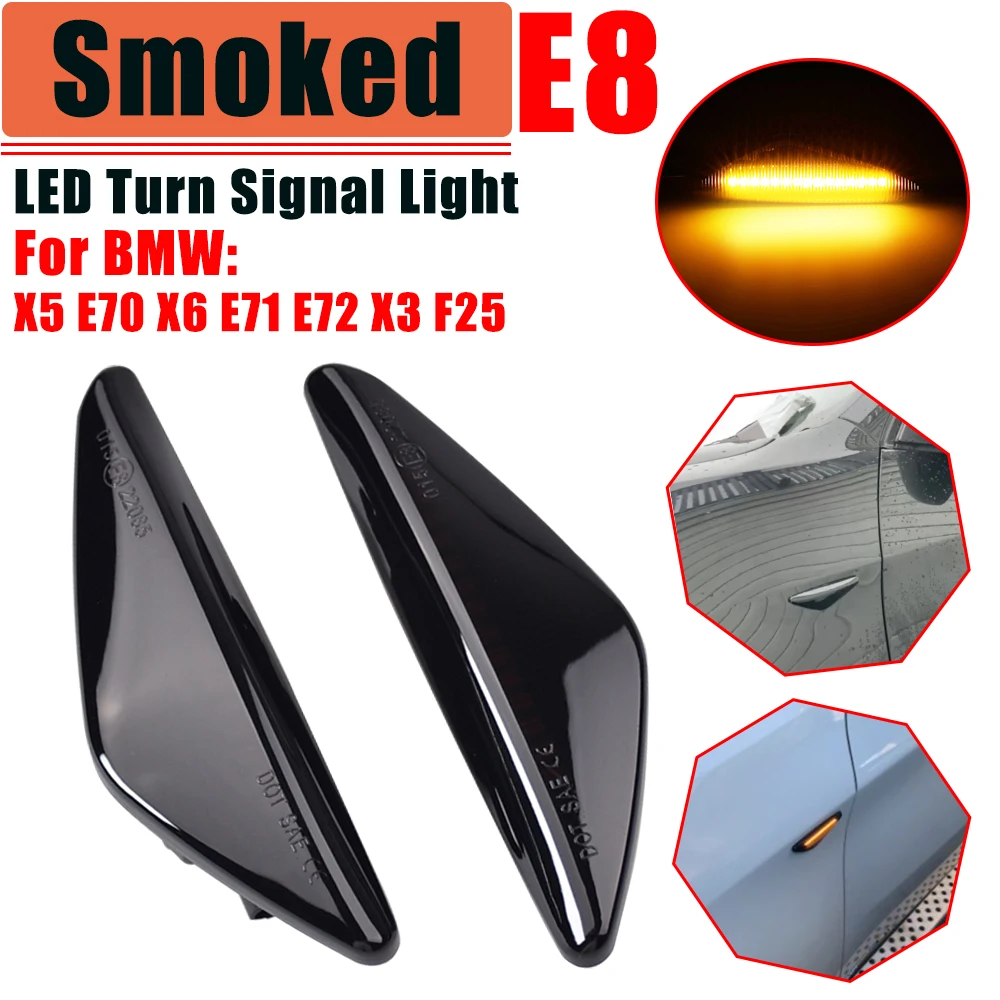 

2 шт. боковой габаритный фонарь, динамический светодиодный указатель поворота, мигающий индикатор Blinke для BMW X5 E70 X6 E71 E72 X3 F25, Стайлинг автомобиля