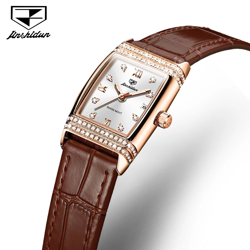 2023 New JSDUN Women Watch Leather Strap Quartz Watches Waterproof Fashion Diamond Elegant Wristwatch Dress For Lady Gift