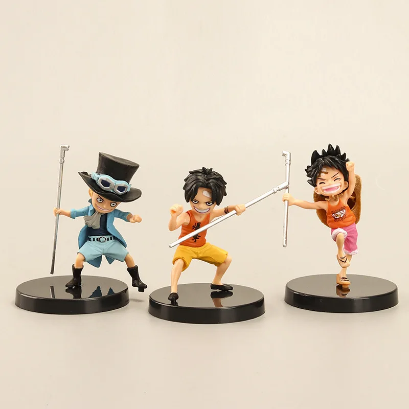 

3pcs/set 9.5cm Anime Action Figure Childhood Luffy Ace Sabo Roronoa Zoro Sanji Collectible Model Doll Toys Gifts for Fans Friend