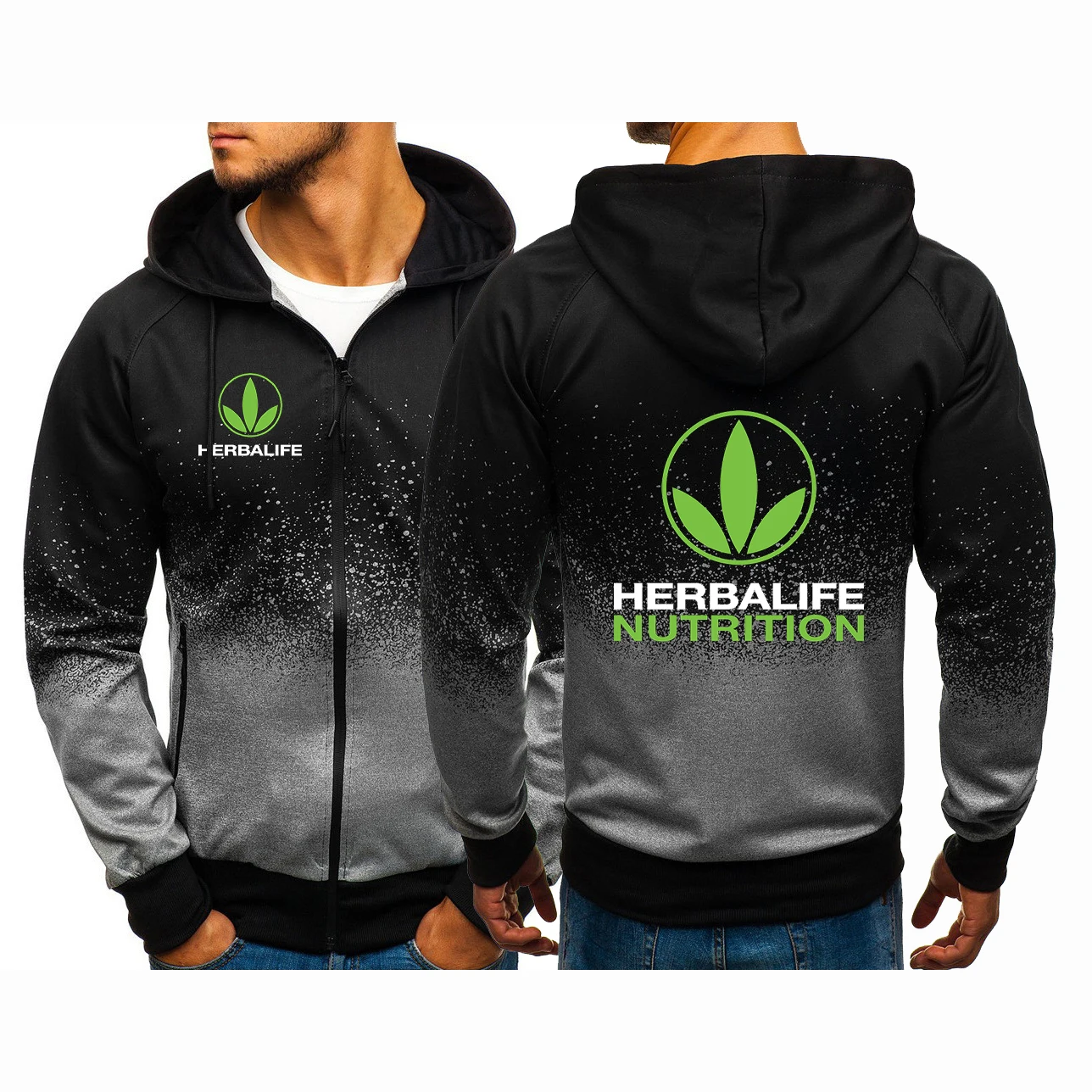 

Men's HERBALIFE NUTRITION Print Custom Comfortable Casual Harajuku Gradient Color Sweatshirt Zipper Decal Jacket Hoodie