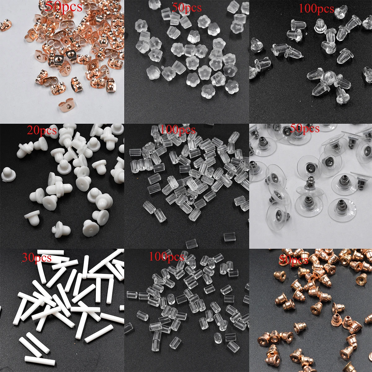 

50pcs/lot Clear Soft Silicone Rubber Earring Backs Safety Bullet Stopper Rubber Jewelry Accessories DIY Parts Ear Plugging