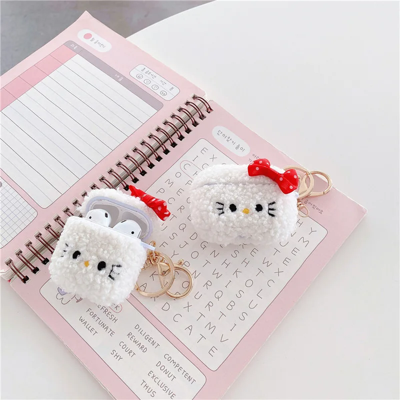 

K-10 KT Cat Cute Plush Cat Apple AirPods 2 Case Cover AirPods Pro Case IPhone Earphone Accessories Air Pod Case