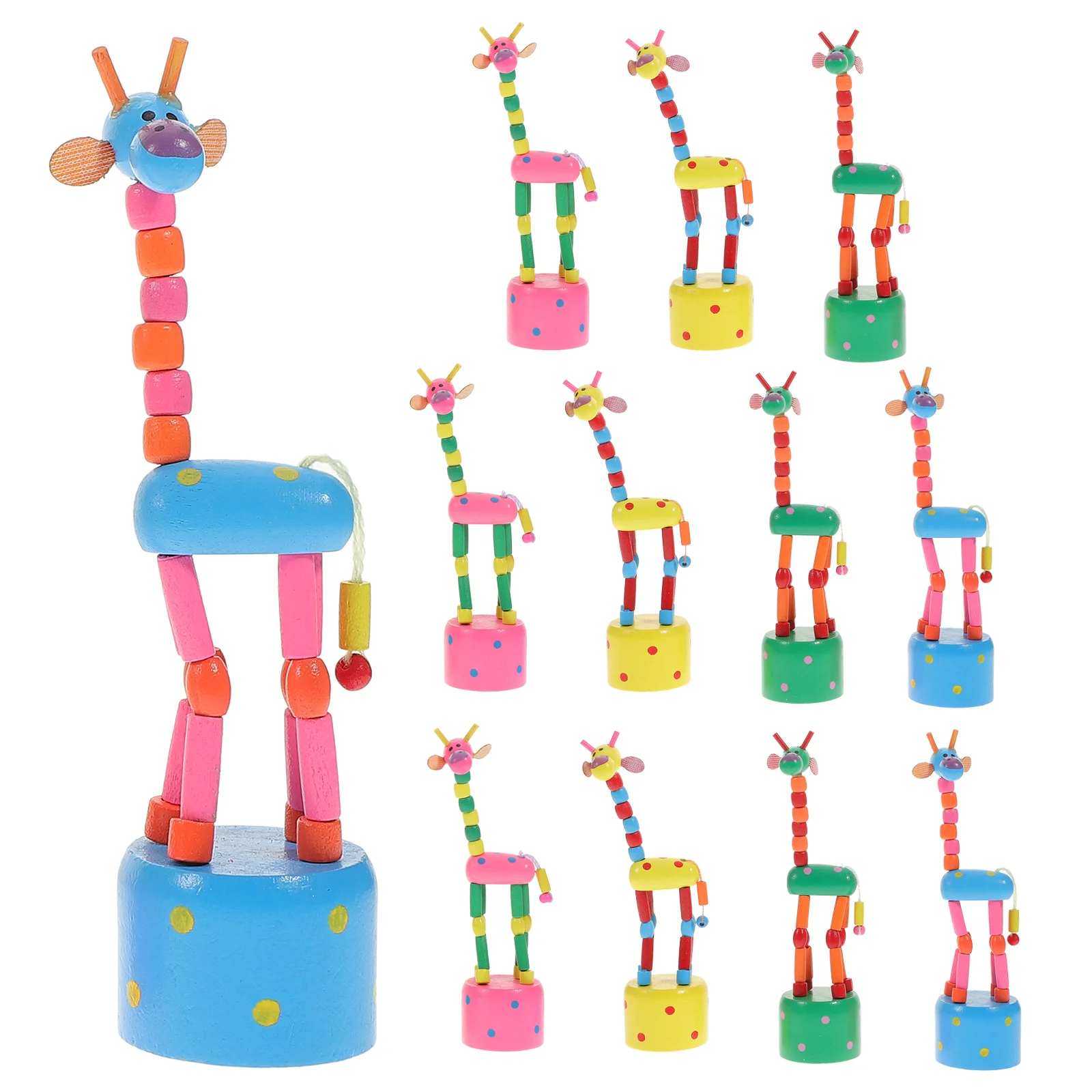 

12 Pcs Puzzle Thumb Toy Child Mini Toys Push Finger Puppets Wood Wooden Giraffe