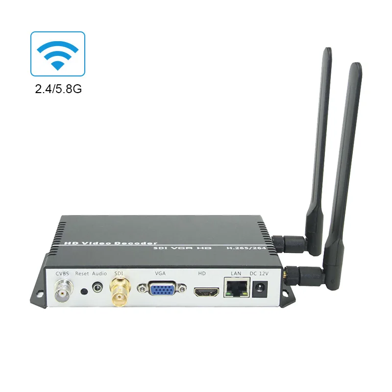 

2,4/5,8G беспроводной 4K H.265 H.264 UHD SDI VGA HDMI видеобокс декодер для RTMP RTMPS HLS UDP BNC Repleace Topbox пк передатчик