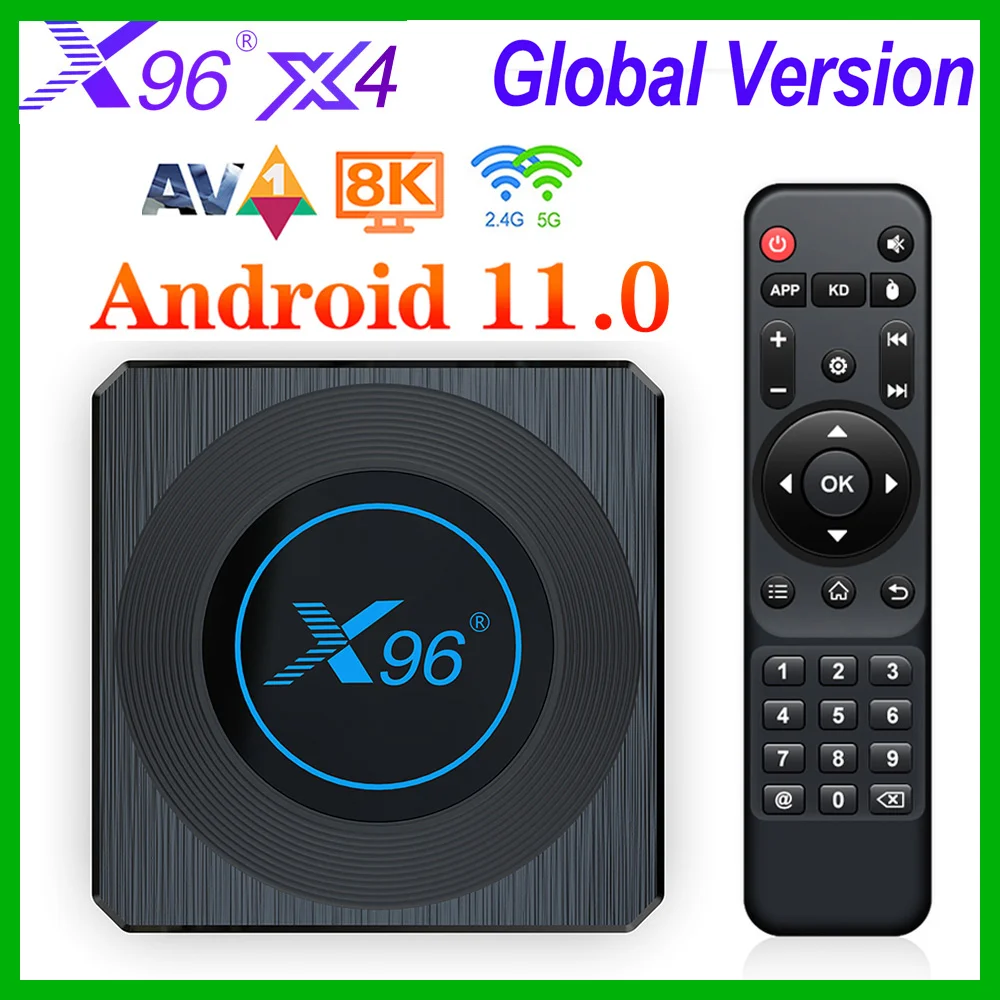 

2022 X96 X4 Smart TV Box Android 11 Amlogic S905X4 TVBOX 4GB RAM 32GB 64GB Support AV1 8K Dual Wifi BT4.1 2GB 16GB Set Top Box
