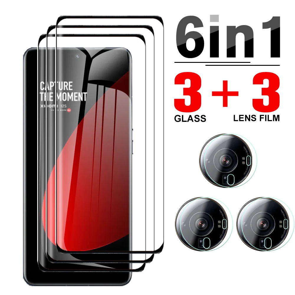 

6in1 Camera Lens Glas For Xiaomi 12S Ultra Front Cover Curved Tempered Glass Film Xiaomi12sultra 12SUltra Phone Screen Protector