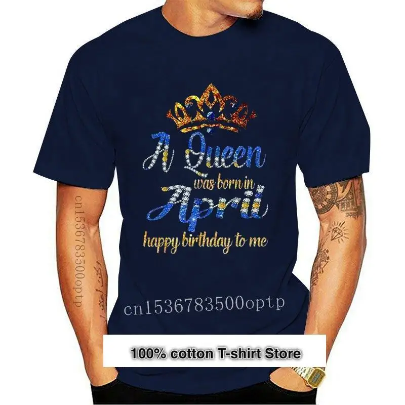 

Camiseta con estampado de reina A para mujer, playera con estampado de feliz cumpleaños, S-3Xl básica de algodón negro