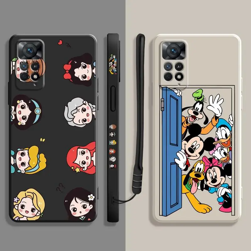 

Disney Family Princess Mickey Minnie Liquid Case For Xiaomi Redmi Note 11 11T 9 9S 8 10 Pro for Redmi 8 9T 9A 9C 10C K40 Cover