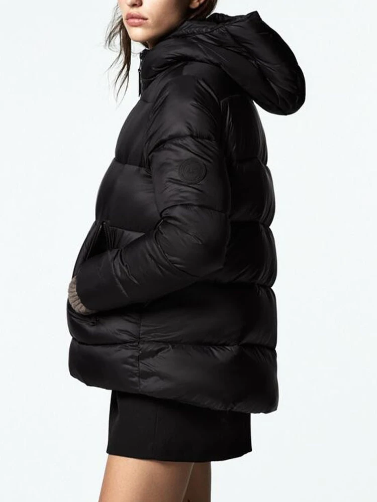 Fashion Thick Warm Short Khaki Hooded Coat for Women 20222 Autumn Winter Thermal Insulation Material Cotton Black Parkas Outwear