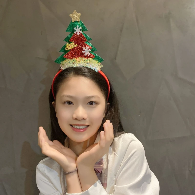 

Креативная Рождественская шапка и повязка на голову, праздничное украшение для детского дня рождения, атмосферные подарки, два варианта, бе...