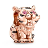 authentic 925 sterling silver moments chinese rose gold tiger charm bead fit pandora bracelet necklace jewelry