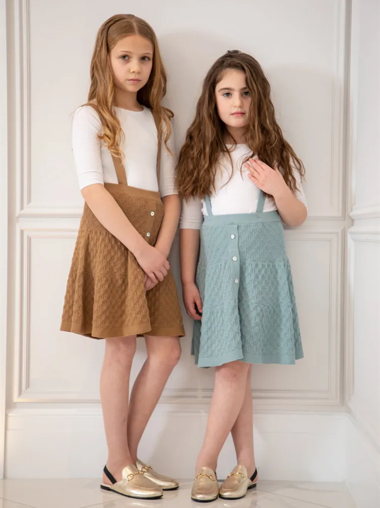 2022 Brother Sister Matching Clothes Summer Boys Girls Knitted Outfit Teenagers Thin Polo Shirt Cardigan Teens Skirts Baby Short