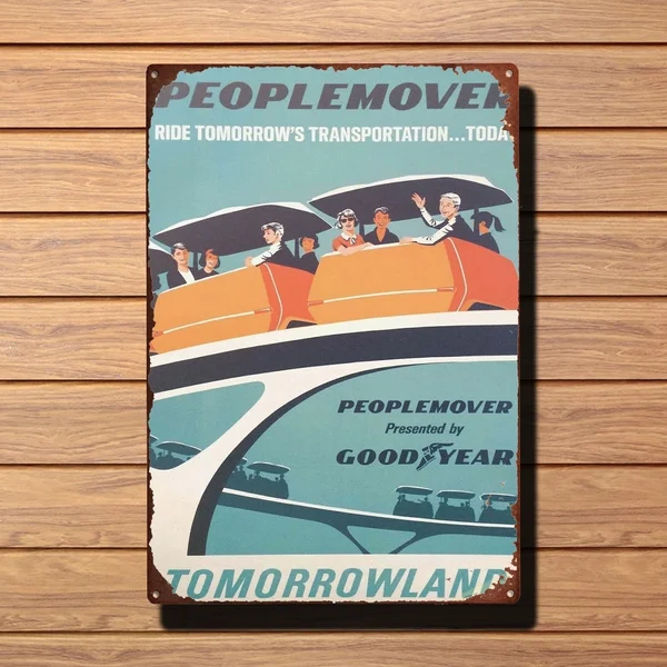 

People Mover Attraction Vintage Circular Tin Sign Bar Pub Home Metal Poster Wall Art Decor